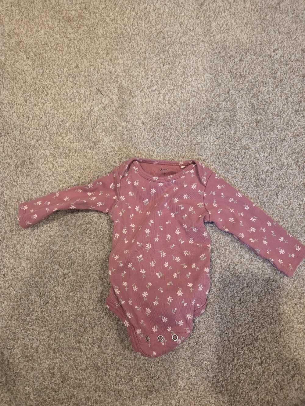 Quince Baby Ribbed Floral Print One-Piece | Size 3-6M